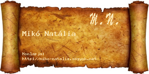 Mikó Natália névjegykártya